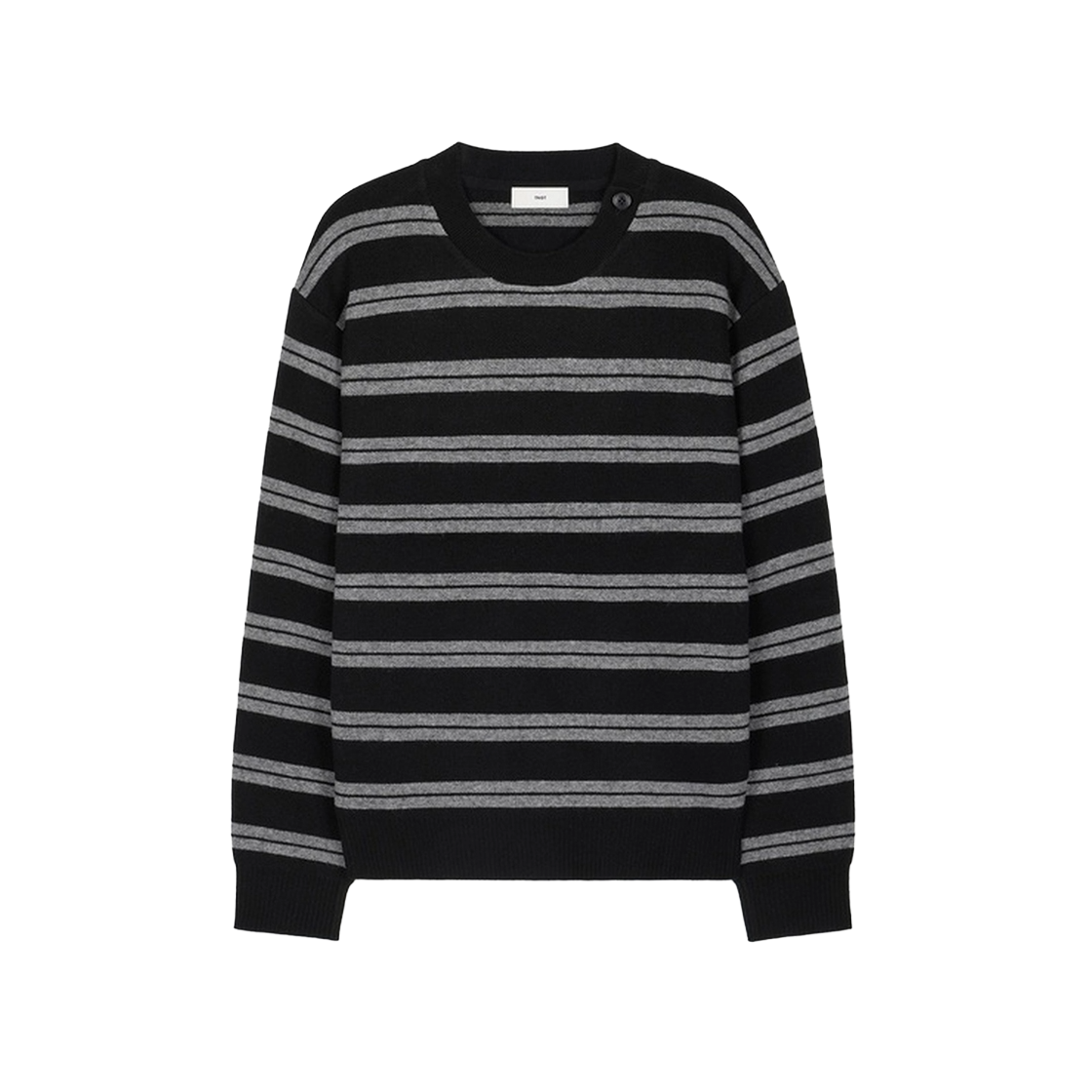 TNSW6F112BK_W TNGT W Button Detail Stripe Knit Top Black