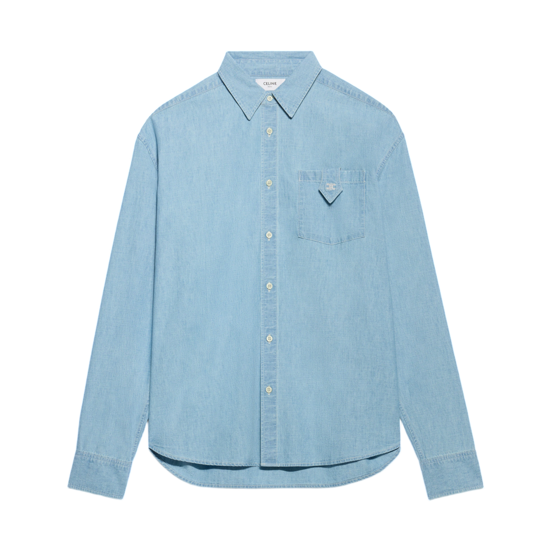 RC0N42N68-GGG2 Celine Shirt in Cotton Denim Bio Bleach Wash