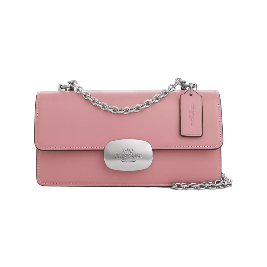 CP008-SVOUS Coach Eliza Flap Crossbody Bag Silver True Pink