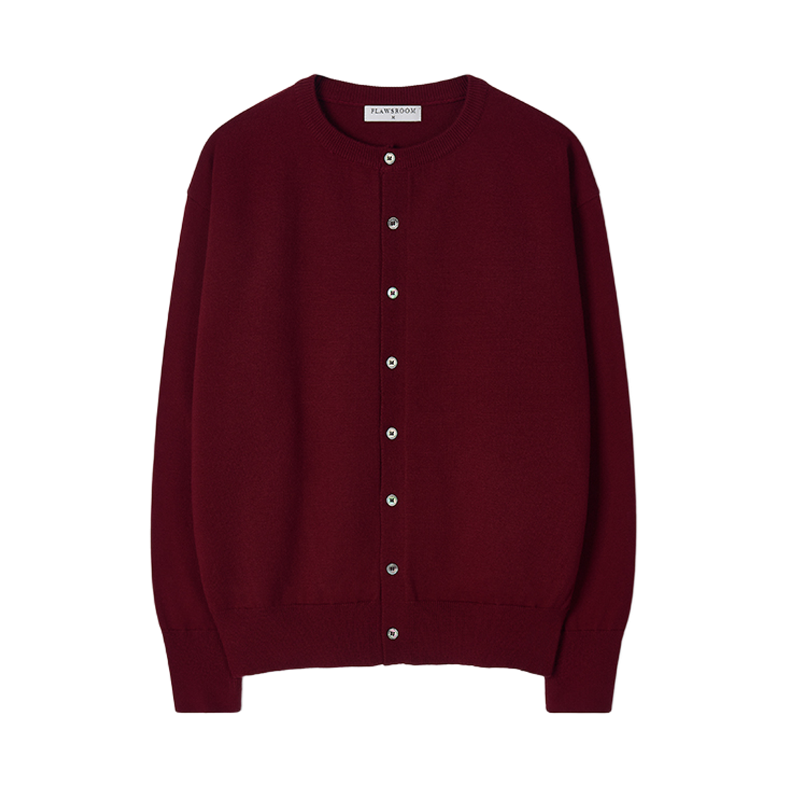 FL2632 Flawsroom Round Neck Soft Cardigan Burgundy