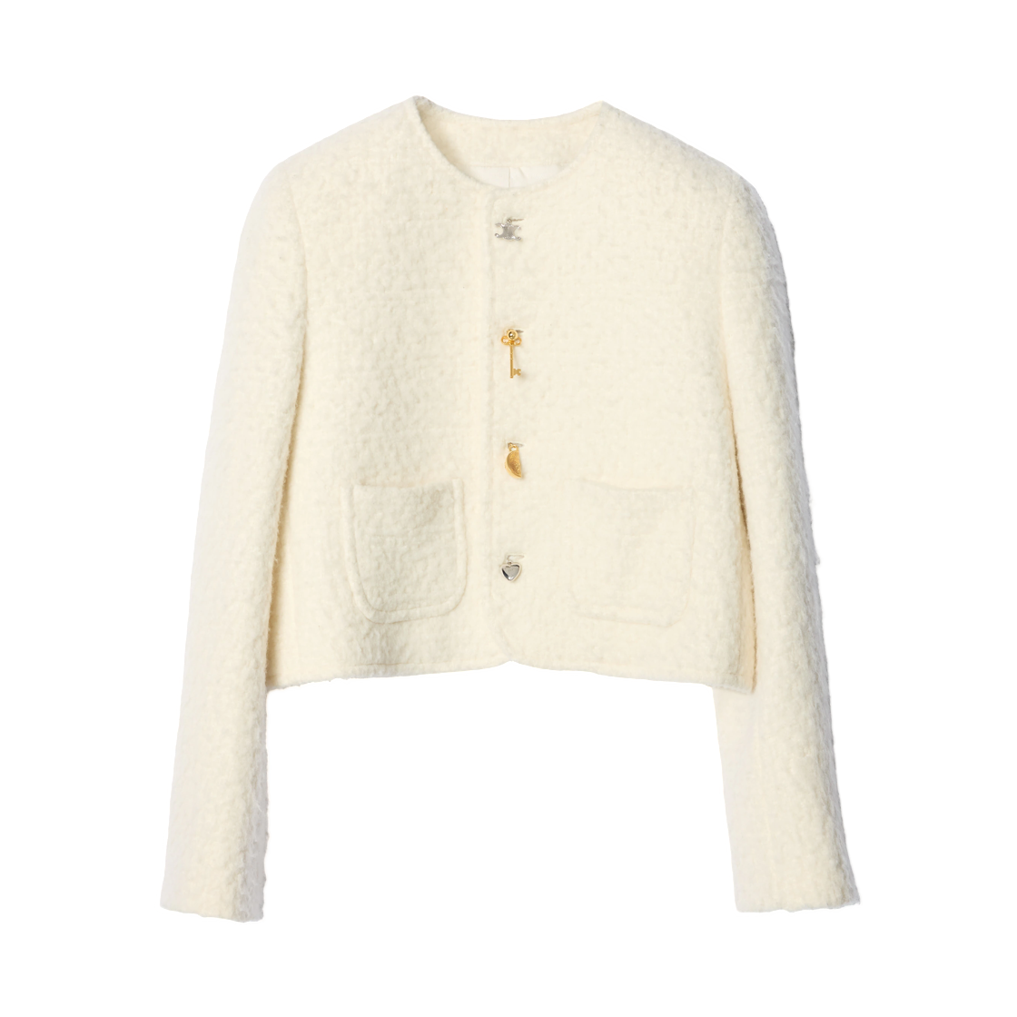 RV2081086-01BC (W) Celine Icone Jacket in Cashmere and Wool Natte White