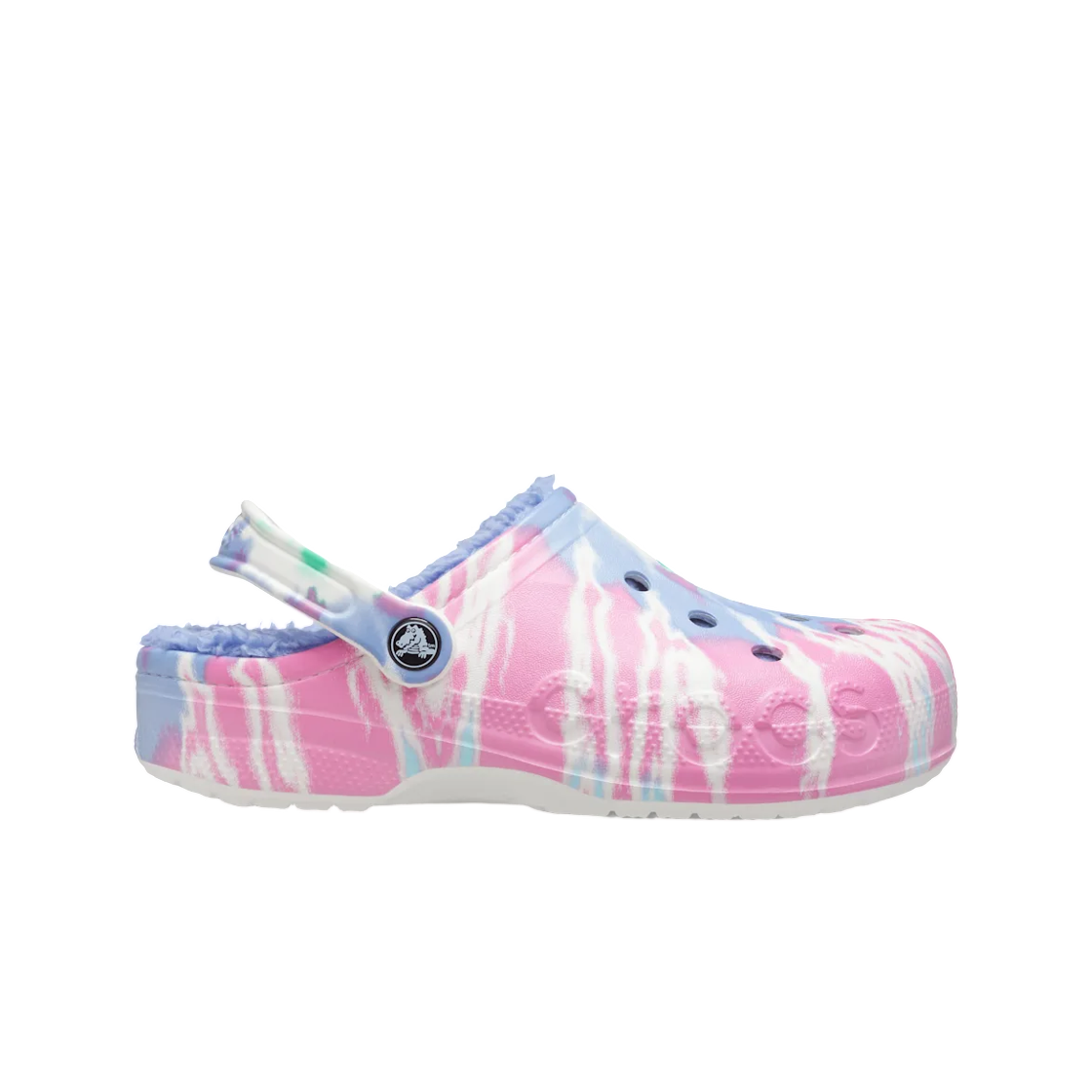 207329-6SO Crocs Baya Lined Tie-Dye Graphic Clog Pink Lemonade Multi