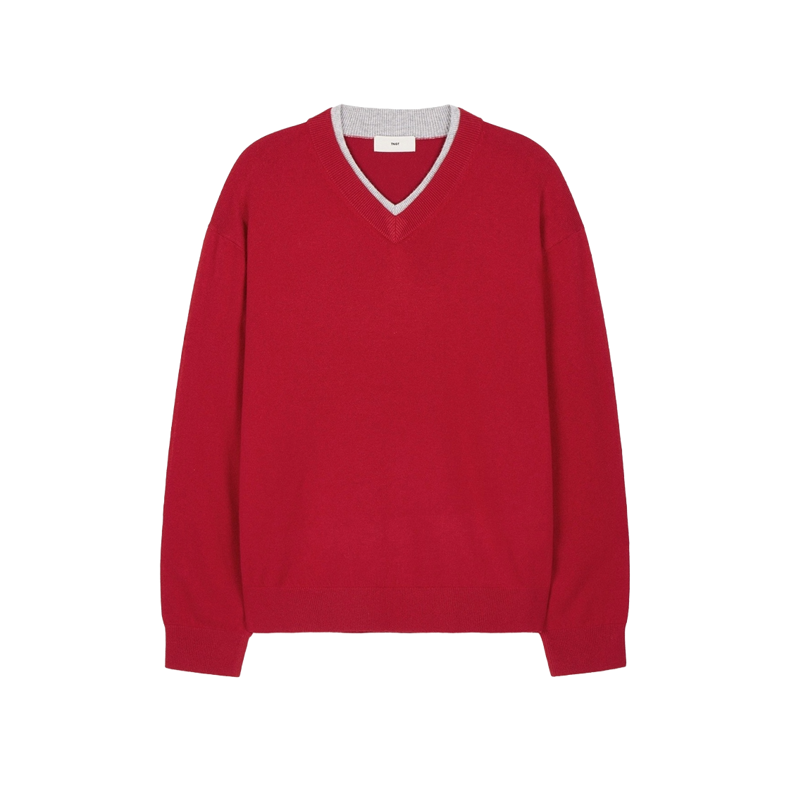 TNSW6F108R2_W TNGT W Layered V-Neck Knit Top Red