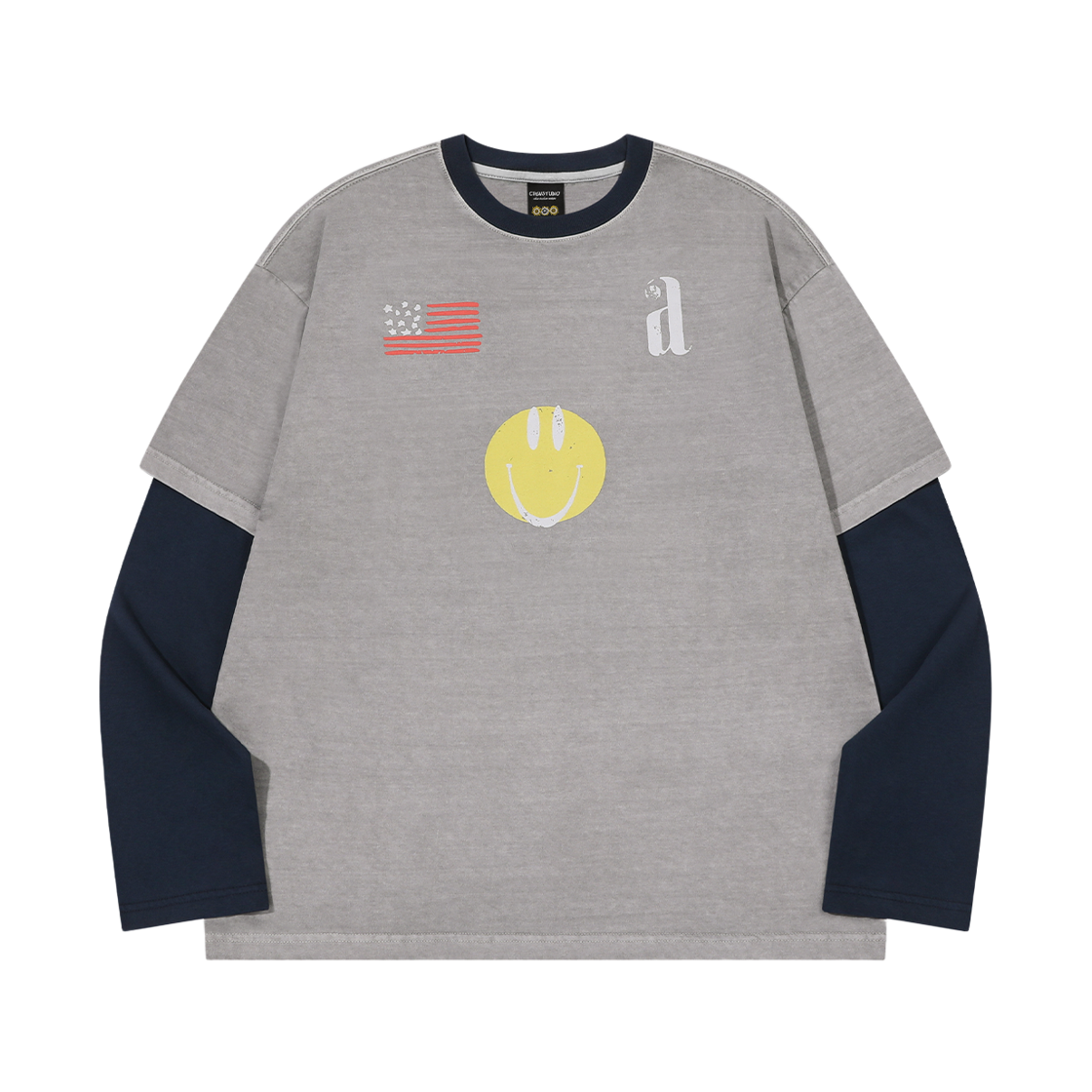 꼼파뇨 스마일 레이어드 롱슬리브 고스트그레이(CPGN STUDIO Smile Layered Long Sleeve Ghost Grey) - 1