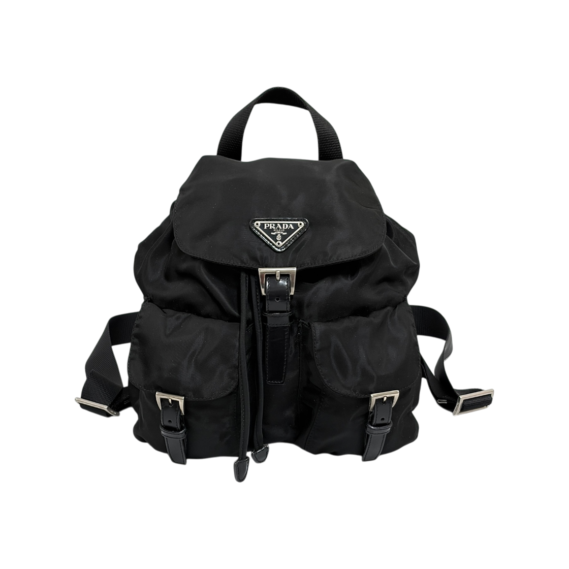 ITC7BICAVOVT Prada Nylon Triangle Logo Small Backpack Black