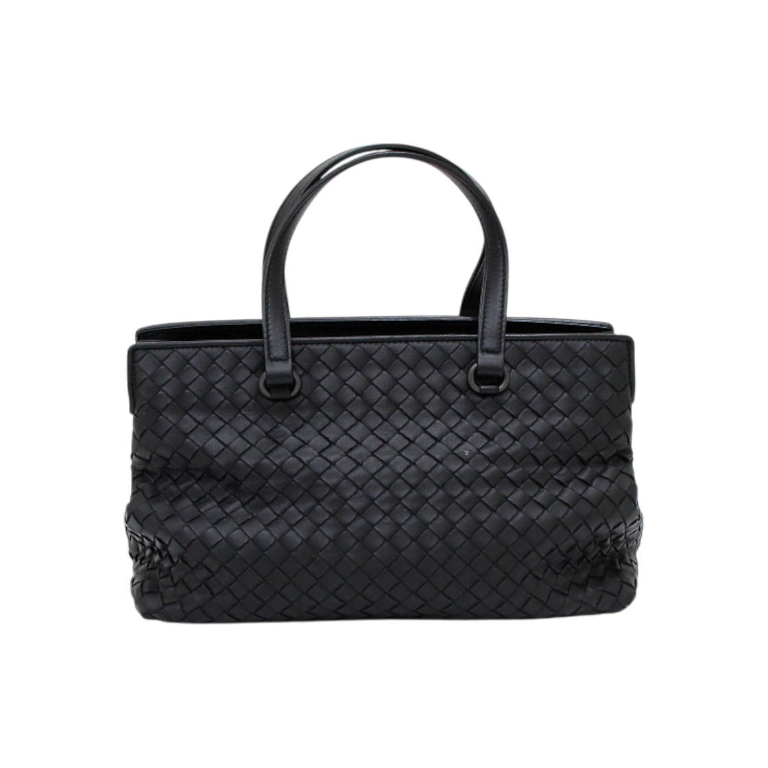 IT5H5HB7GCEN Bottega Veneta Black Intrecciato Nappa Medium Top Handle Bag