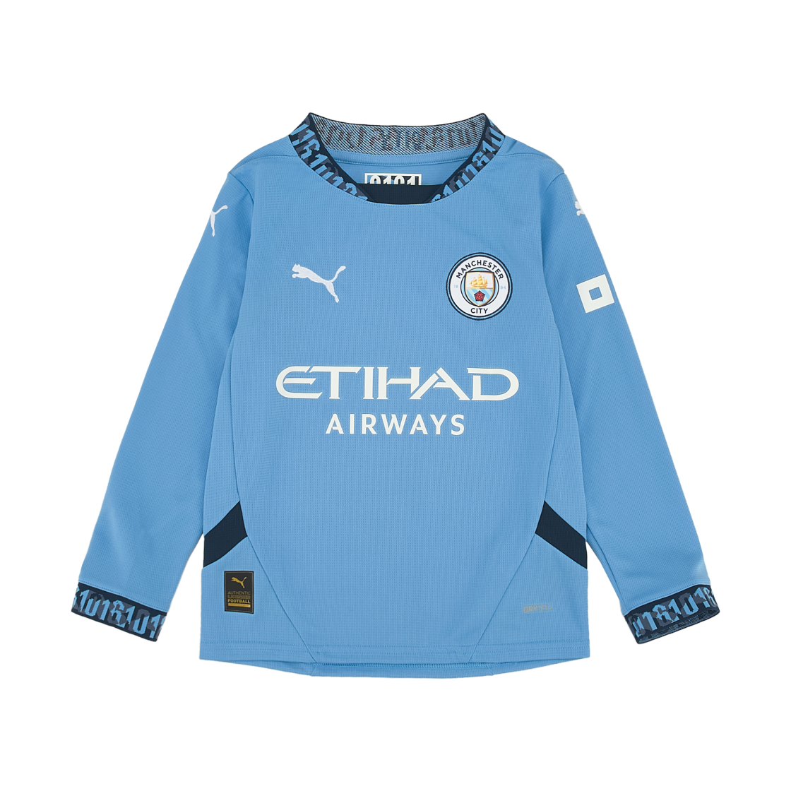 (키즈) 푸마 MCFC 2024/25 홈 레플리카 롱슬리브 저지 팀 라이트 블루 마린 블루 (논 마킹 버전)((Kids) Puma MCFC 2024/25 Home Replica LS Jersey Team Light Blue Marine Blue (Non Marking Ver.)) - 1