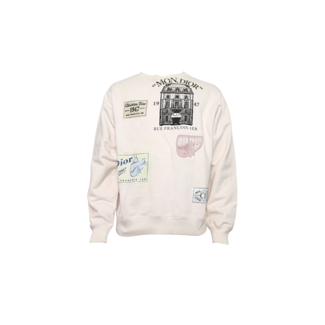 ITPTLCW67EEL Dior White Cotton Retro Patch Printed Sweatshirt