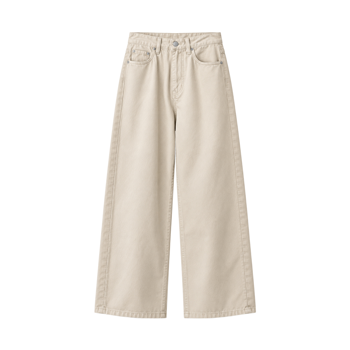 INA1403-오트밀 GCLIP Bio-washed Solid Wide Cotton Pants Oatmeal