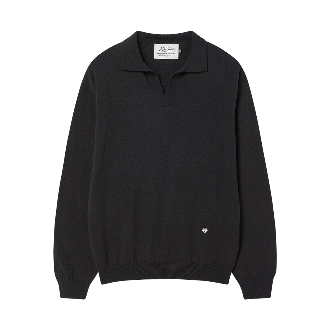 엔 아카이브 파인 울 피트 카라 니트 블랙(N ARCHIVE Fine Wool Pitt Collar Knit Black) - 1