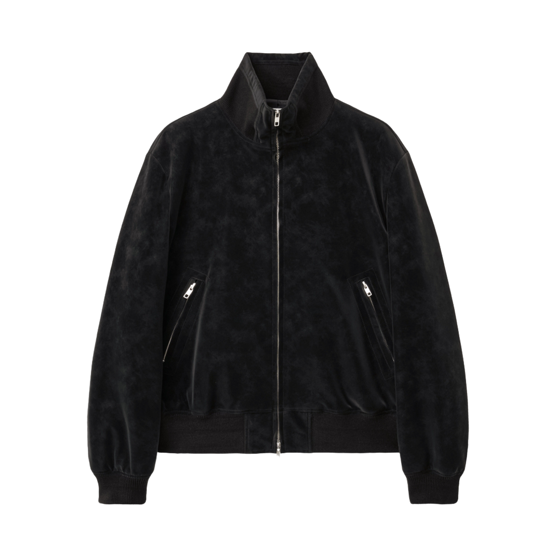 알렌느 벨루아 하이넥 블루종 블랙(Haleine Velour High Neck Blouson Black (Xj312)) - 1