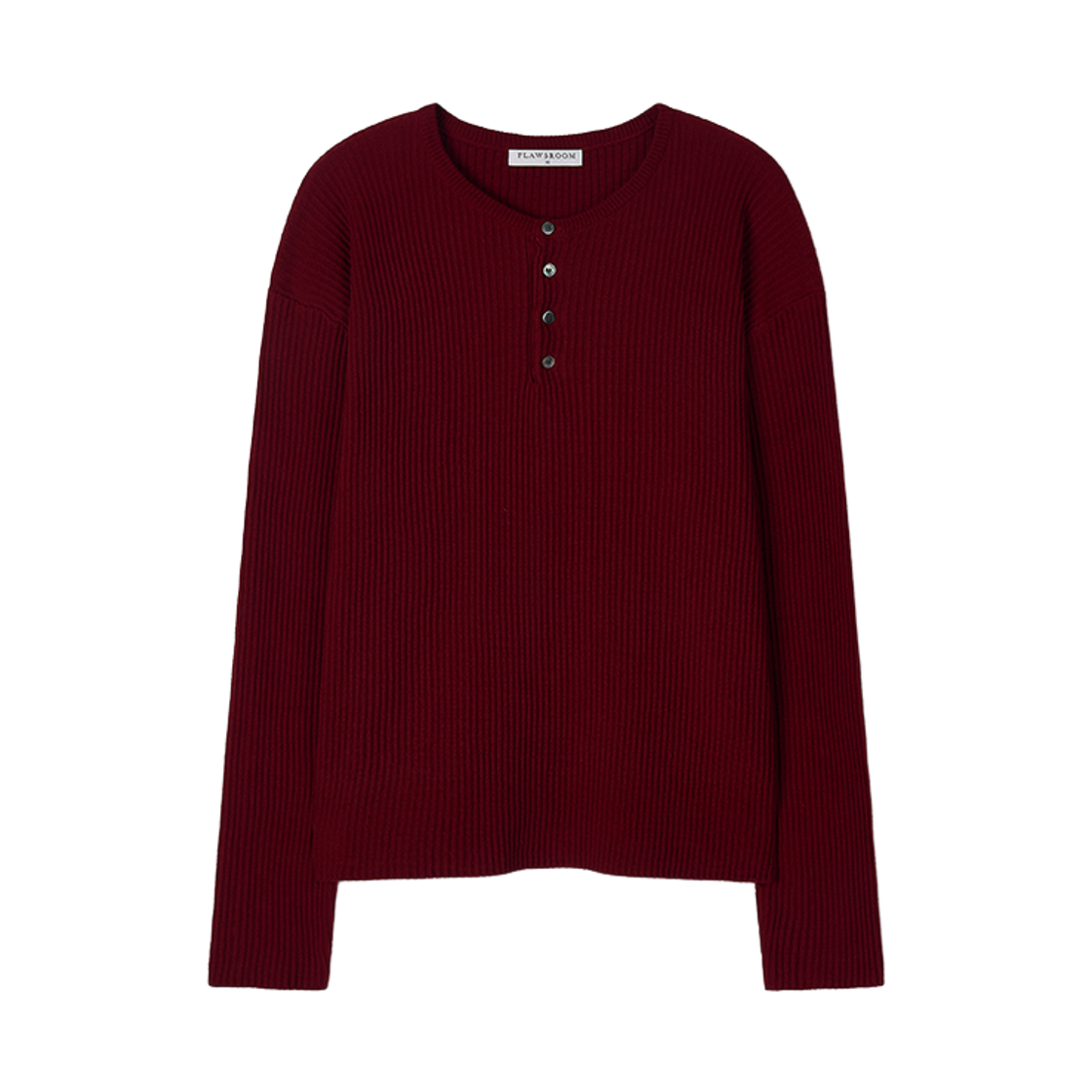 FL2628 Flawsroom Textured Ribbed Cotton Henleyneck Burgundy