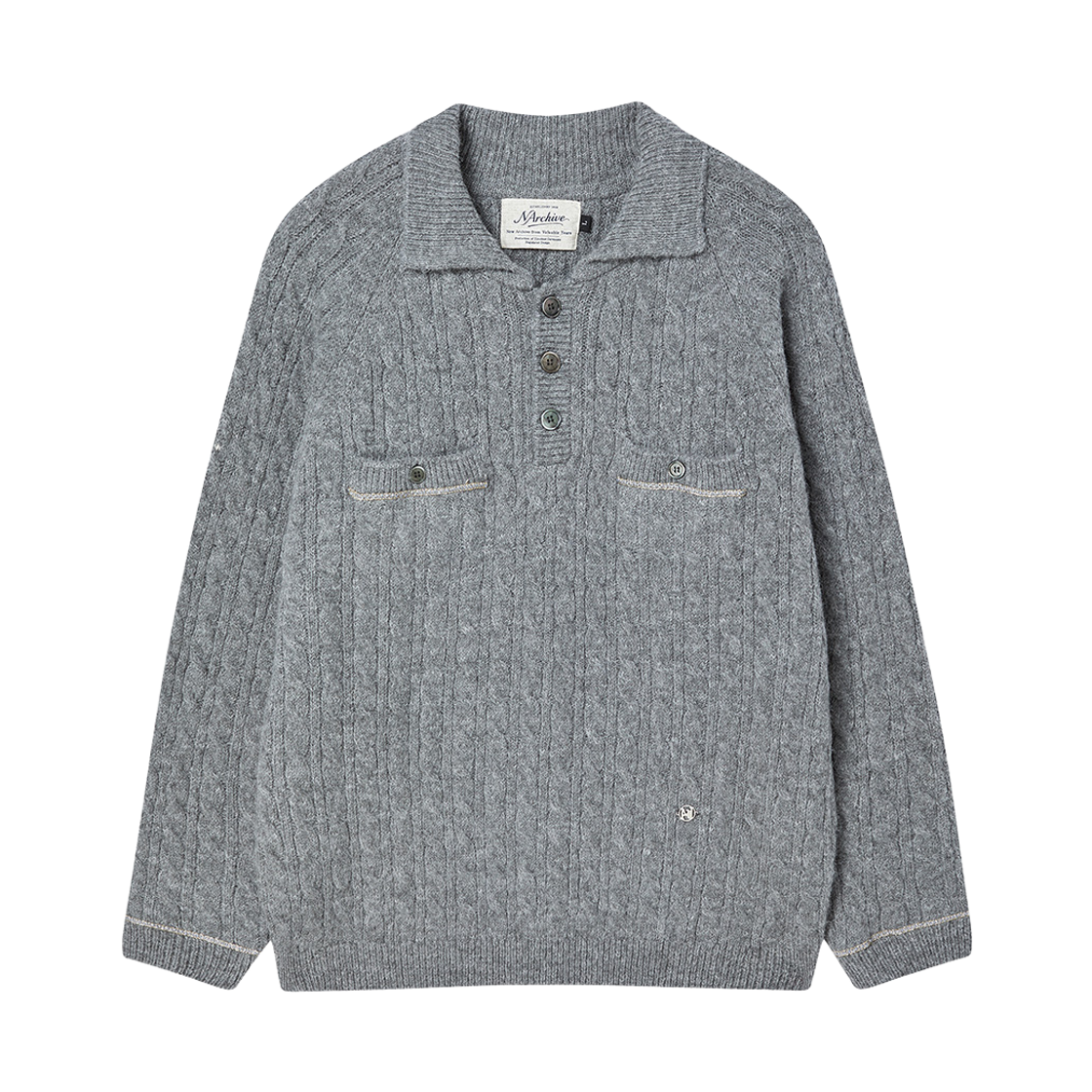 엔 아카이브 체인 디테일 알파카 니트 그레이(N ARCHIVE Chain Detail Alpaca Knit Gray) - 1