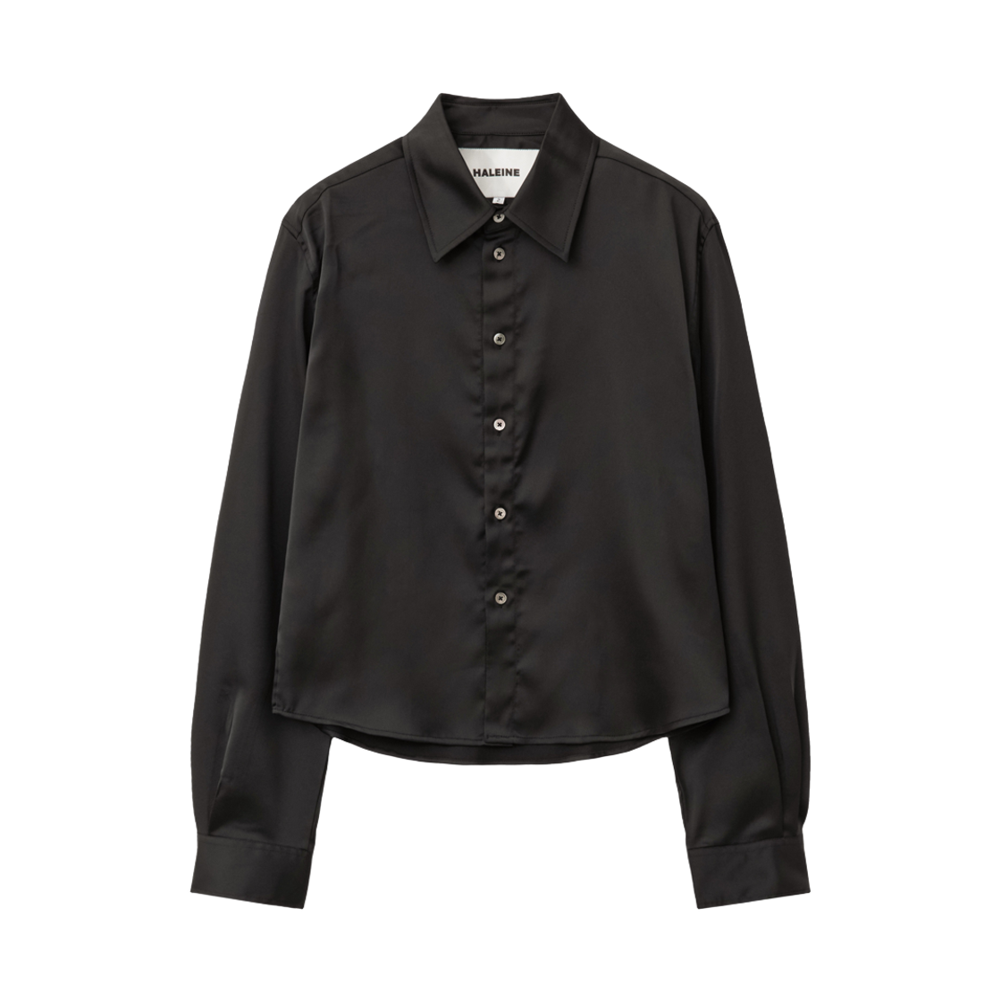 알렌느 프루이드 사틴 크롭 셔츠 블랙(Haleine Fluid Satin Cropped Shirt Black (Xt302))