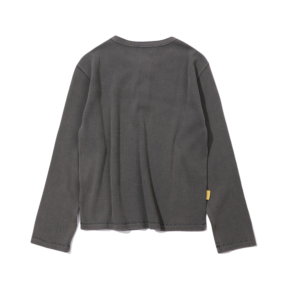 메인부스 워시드 헨리넥 티셔츠 차콜(MAINBOOTH Washed Henley T-Shirt Charcoal) - 2