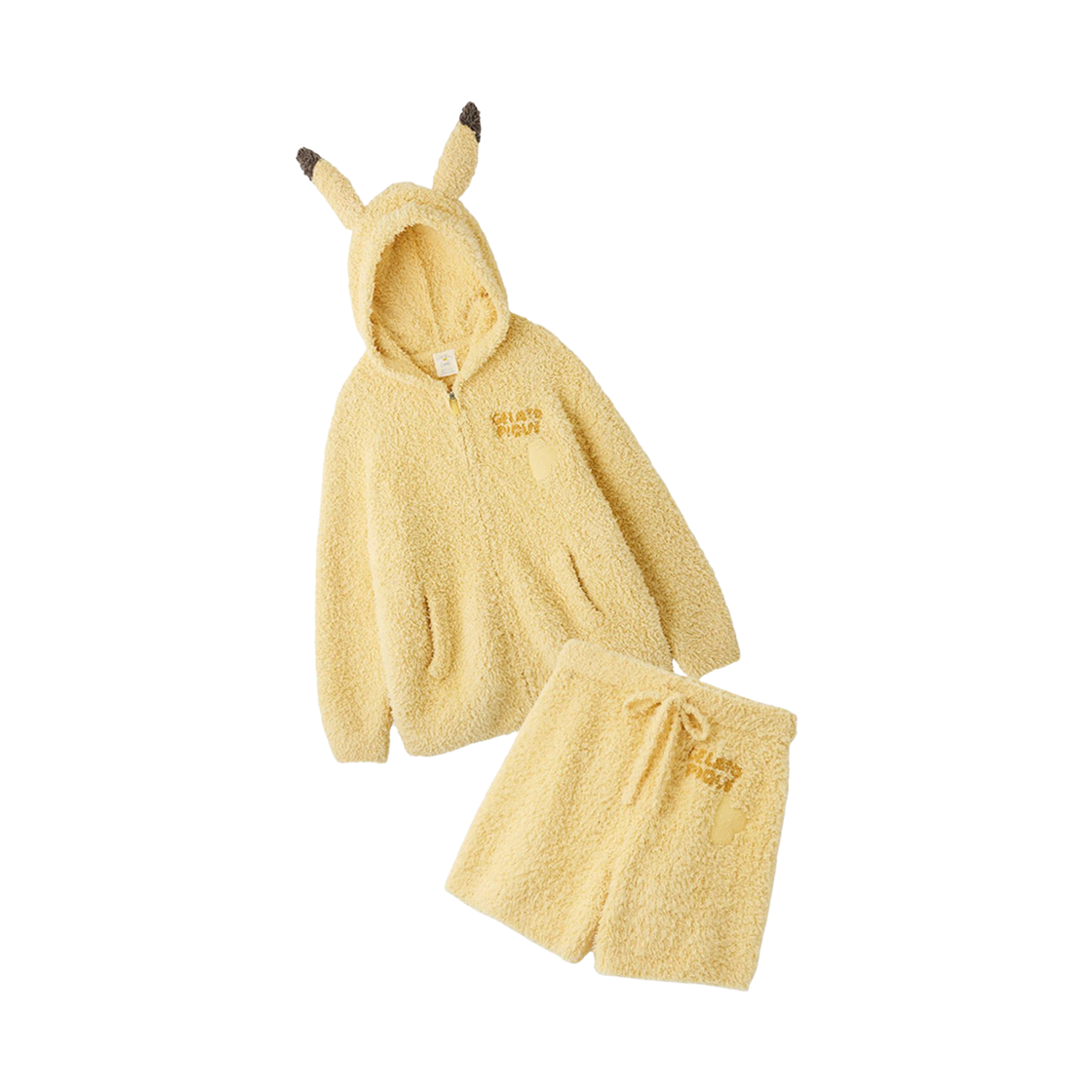 (W) 포켓몬 x 젤라또 피케 후드 쇼츠 세트 옐로우((W) Pokemon x Gelato Pique Hoodie Shorts Set Yellow) - 1
