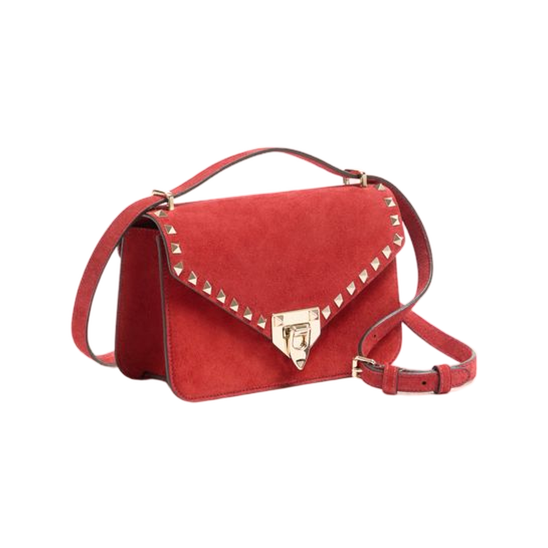 발렌티노 가라바니 락스터드 스몰 숄더백 스웨이드 레드(Valentino Garavani Rockstud Small Shoulder Bag in Suede Red) - 2