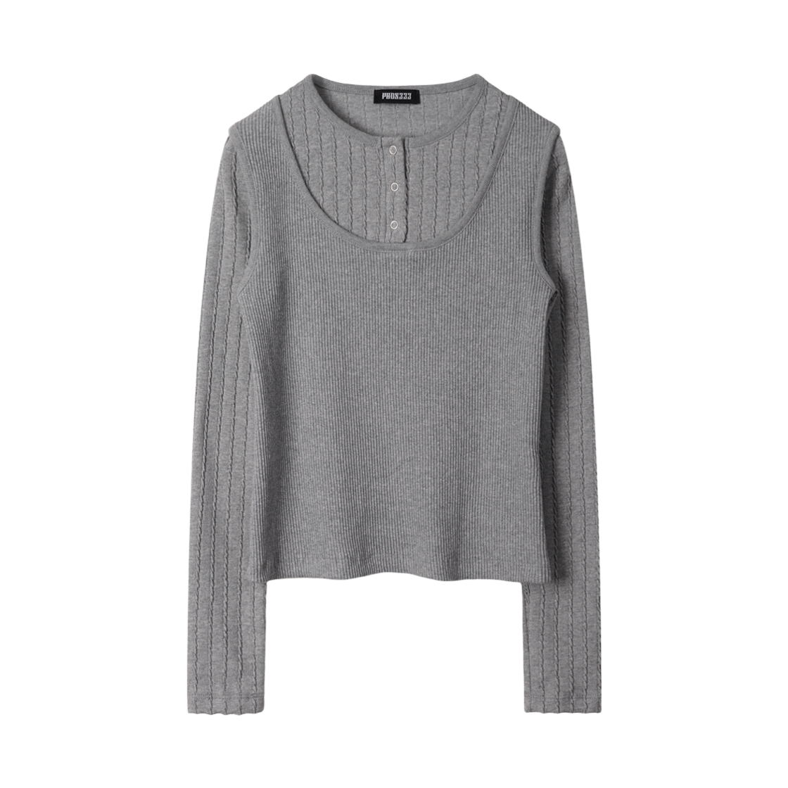 26FWWTS02GY PHOS333 W Double Layered Long Sleeved