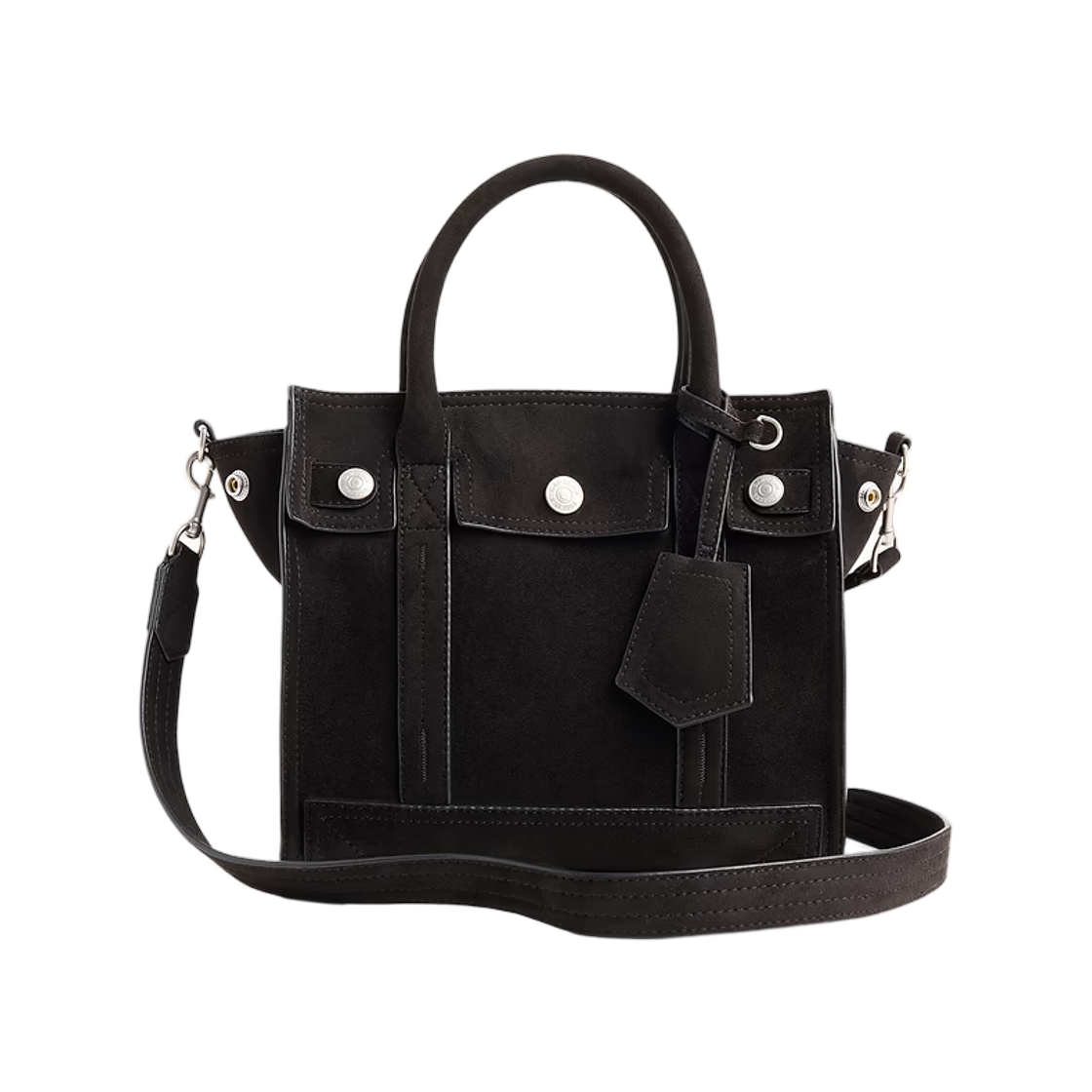 갭 스몰 비건 스웨이드 파이브 포켓 토트 블랙(Gap Small Vegan Suede Five Pocket Tote Black) - 1