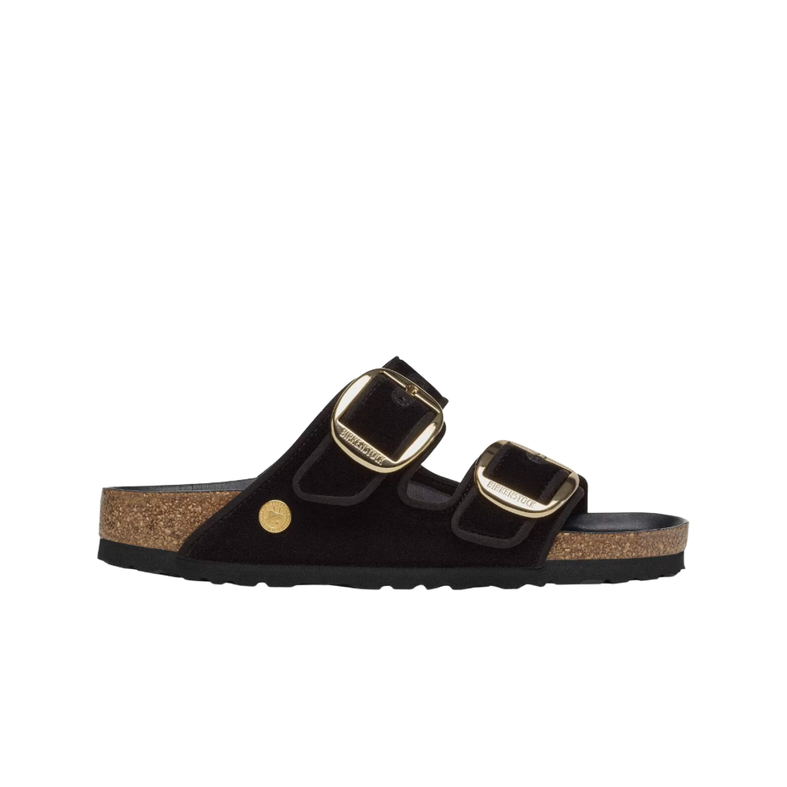 1030056 (W) Birkenstock Arizona Big Buckle Piping Rivet Logo Textile Black Velvet - Narrow