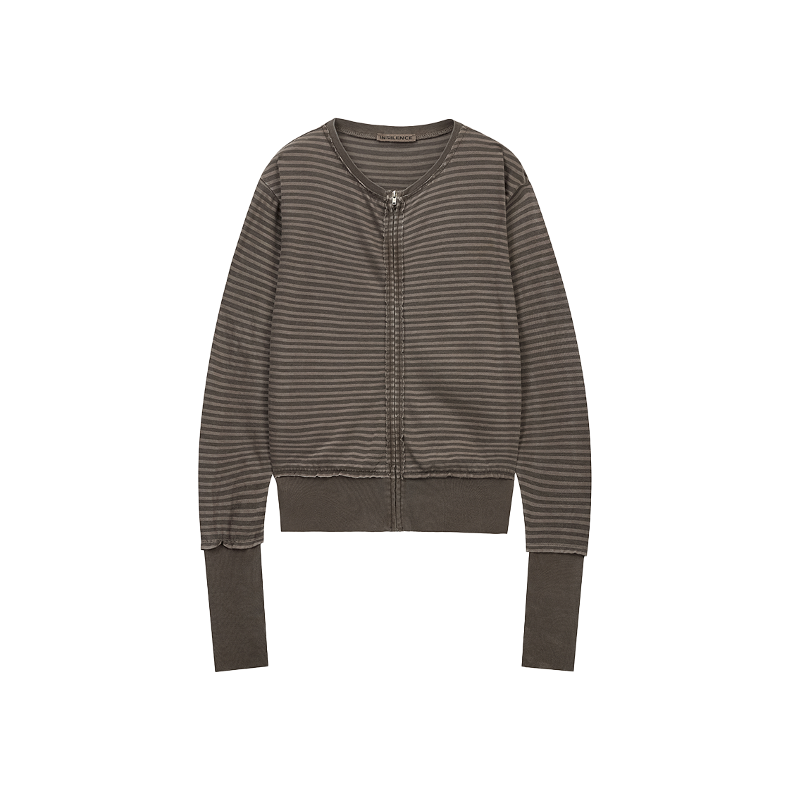 IW2F2JP03BR INSILENCE WOMEN Grunge Dye Stripe Zip-Up BROWN