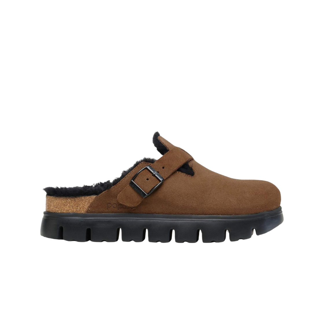 1030574 (W) Birkenstock Boston PAP Chunky Shearling Dark Tea - Narrow