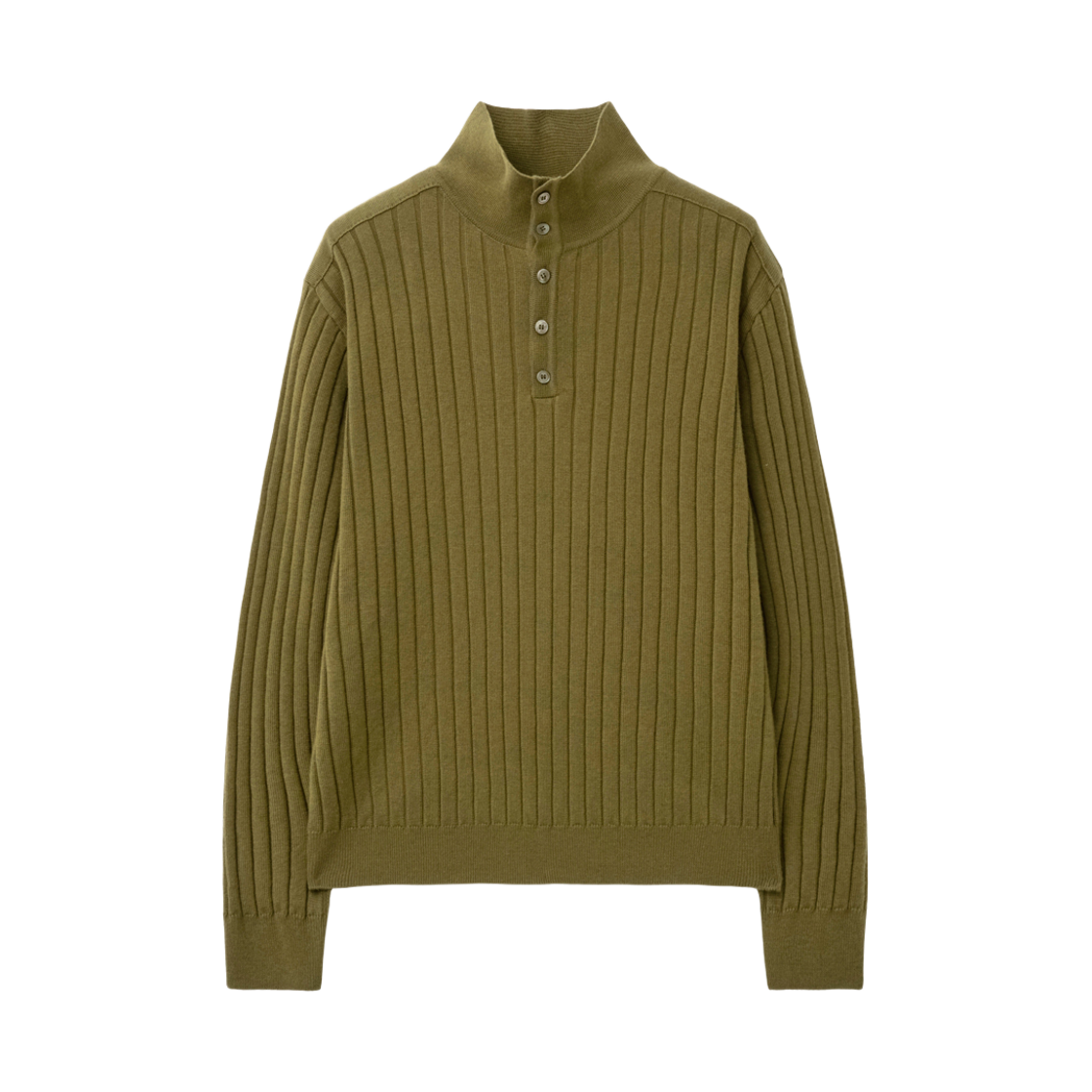 알렌느 리브드 하이넥 니트 올리브(Haleine Ribbed High Neck Knit Olive (Xt309)) - 1