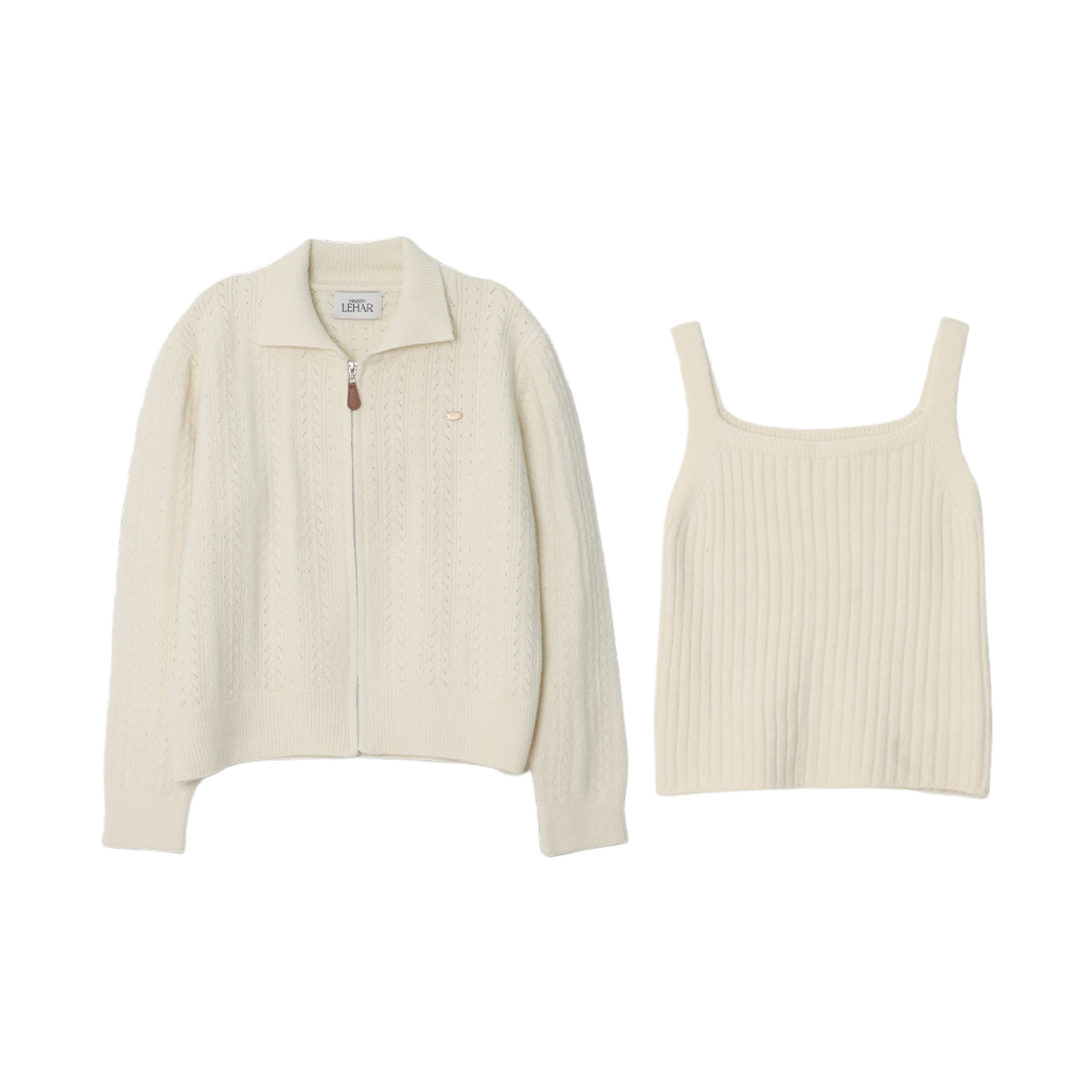 P0000TTR maisonlehar Record Knit Set (Zip-upcardigan+Sleeveless) 4color