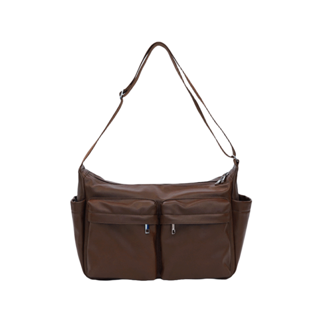 컨셉타이드 미니멀 레더 듀얼 포켓 숄더 백 브라운(Conceptide Minimal Leather Dual-Pocket Shoulder Bag Brown) - 1