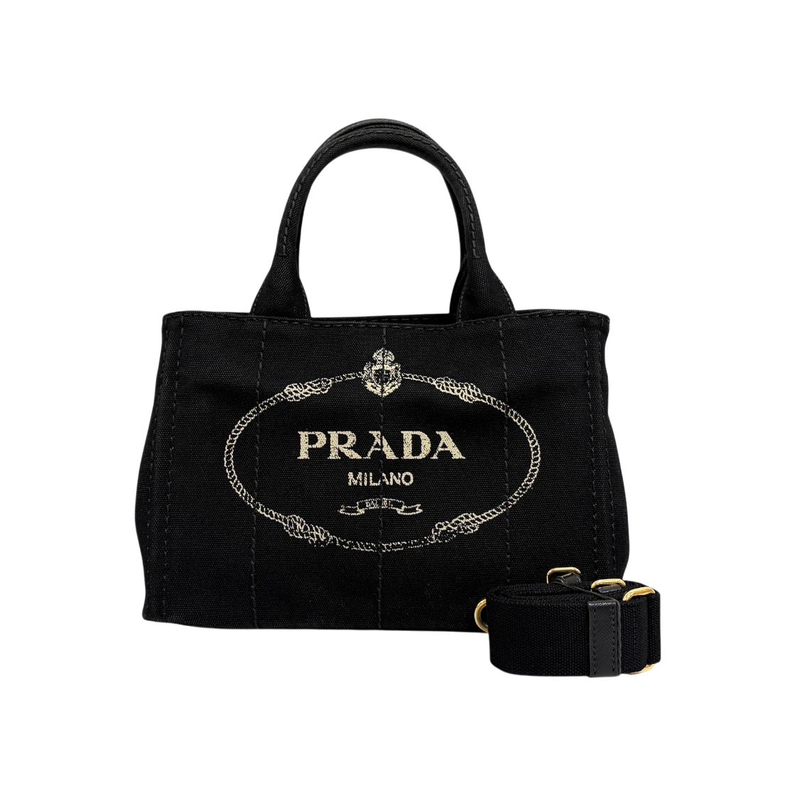 ITQ8VG6S9ENP Prada Kanapa Canvas Tote Bag Black