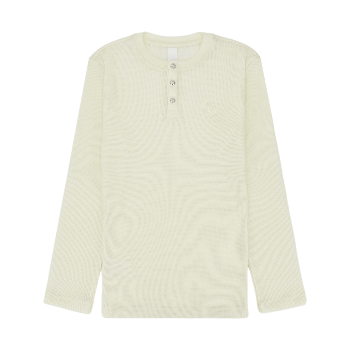 - Chrome Hearts CH Logo Waffle Thermal Long Sleeve Henley Shirt white