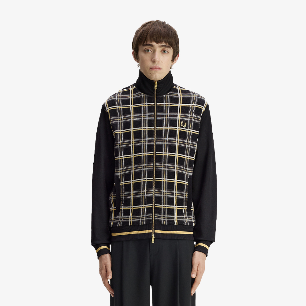 프레드페리 타탄 니트 프론트 트랙 재킷 블랙(Fred Perry Tartan Knitted Front Track Jacket Black) - 3