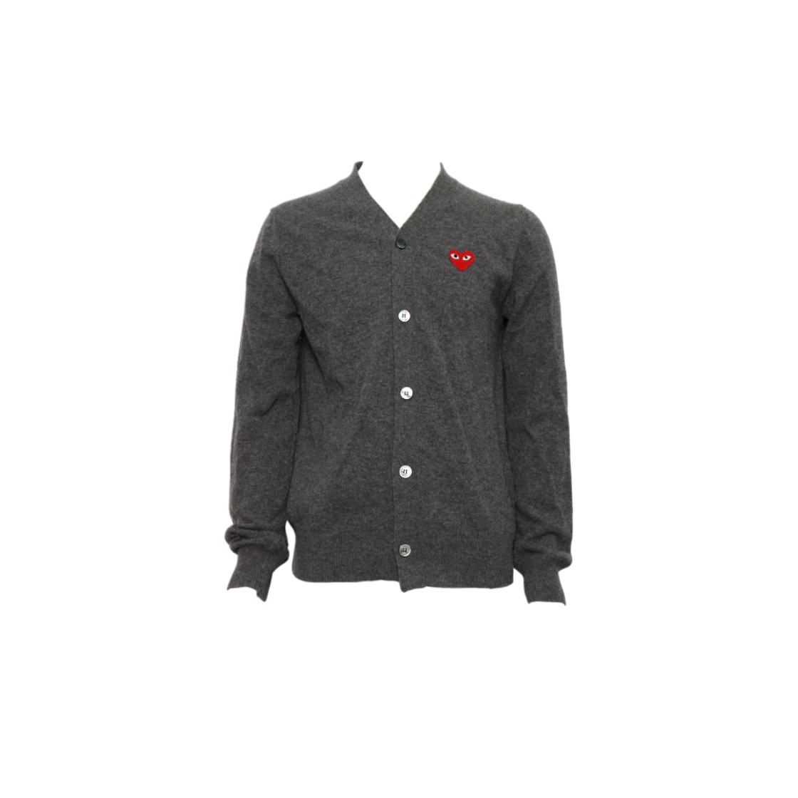 ITAB3TCQUH6L Comme des Garcons Gray Wool Red Heart Patch Men Cardigan