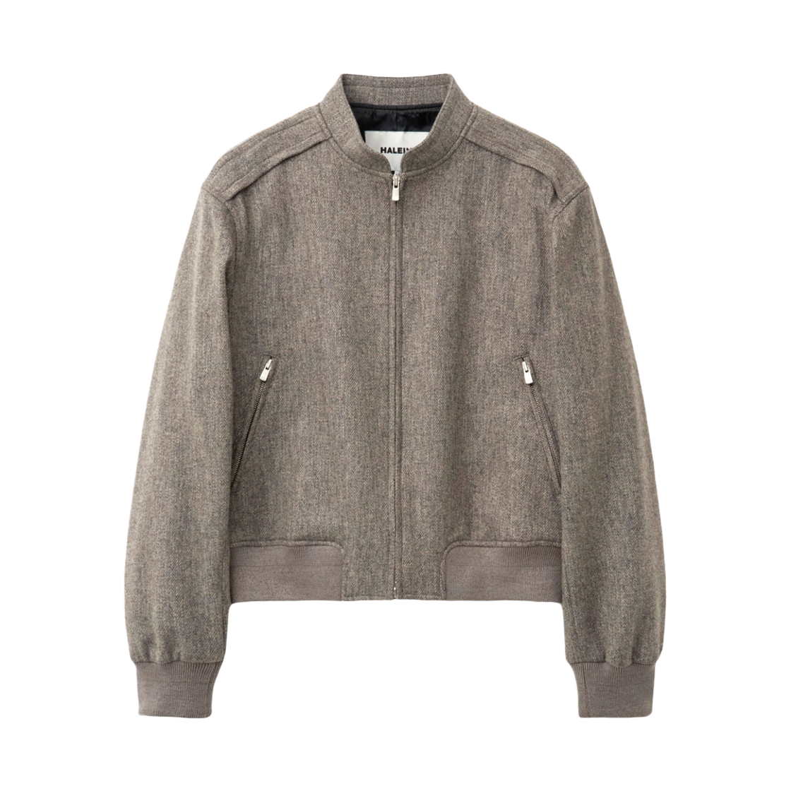 알렌느 울 트위드 스탠드 카라 블루종 그레이베이지(Haleine Wool Tweed Stand Collar Blouson Greybeige (Xj321))