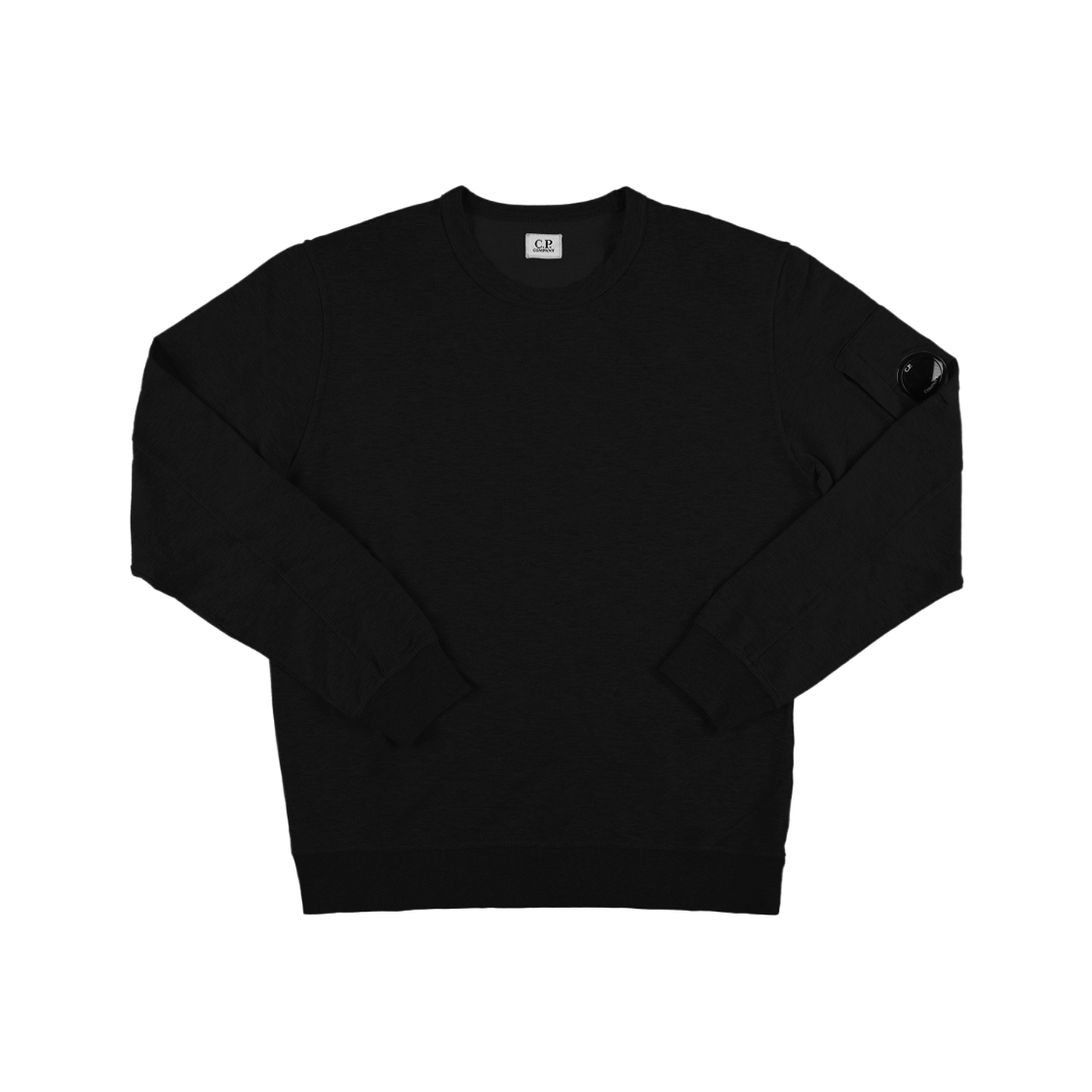 20CMSS036A 110044G 999 [20% 쿠폰] C.P. Company Cotton Diagonal Fleece Crewneck Lens Sweatshirt Black - 26SS