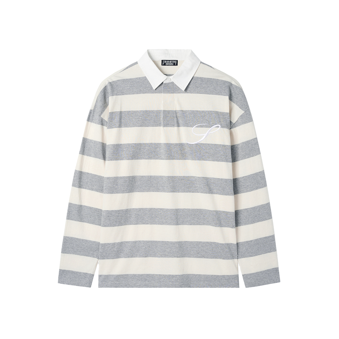 SW2F2TO15GY symmetric percent Striped Collar Long Sleeve Grey