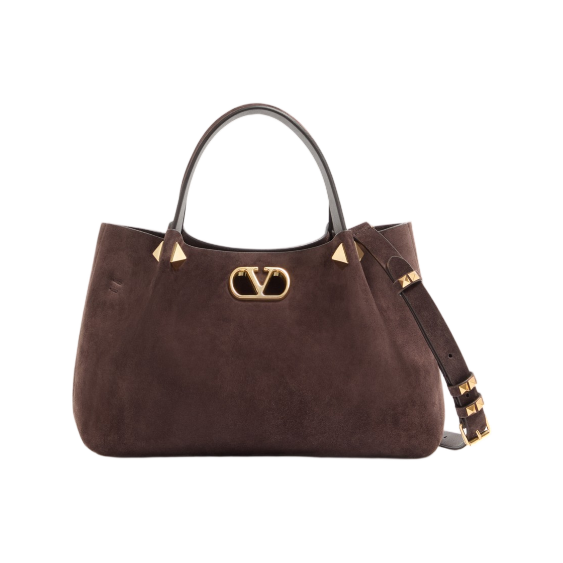 WB0T83AHA0TO Valentino Garavani Small Shopping Bag in Soft Suede Ebony
