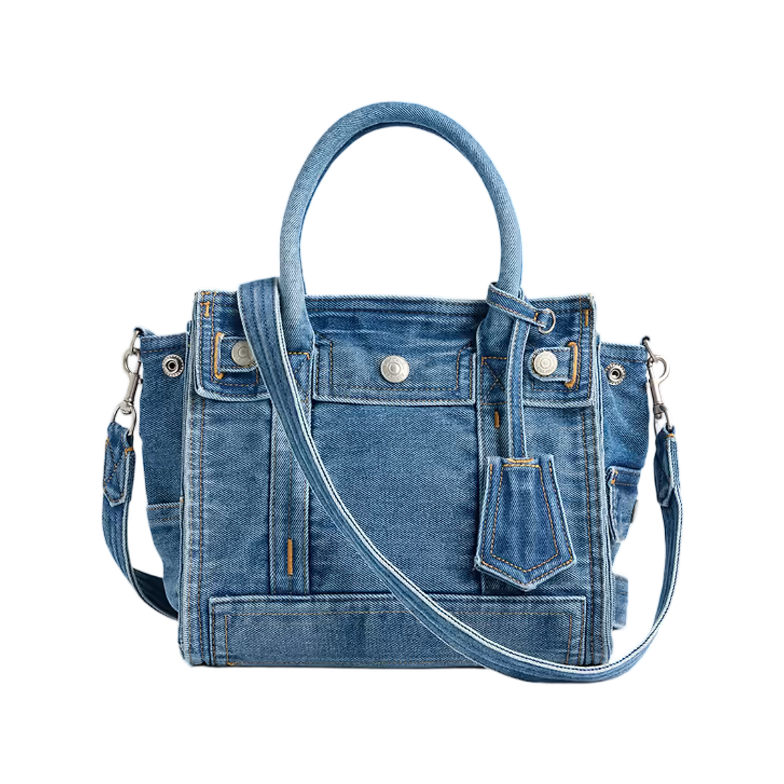 갭 스몰 데님 파이브 포켓 토트 미디움 워시(Gap Small Denim Five Pocket Tote Medium Wash)