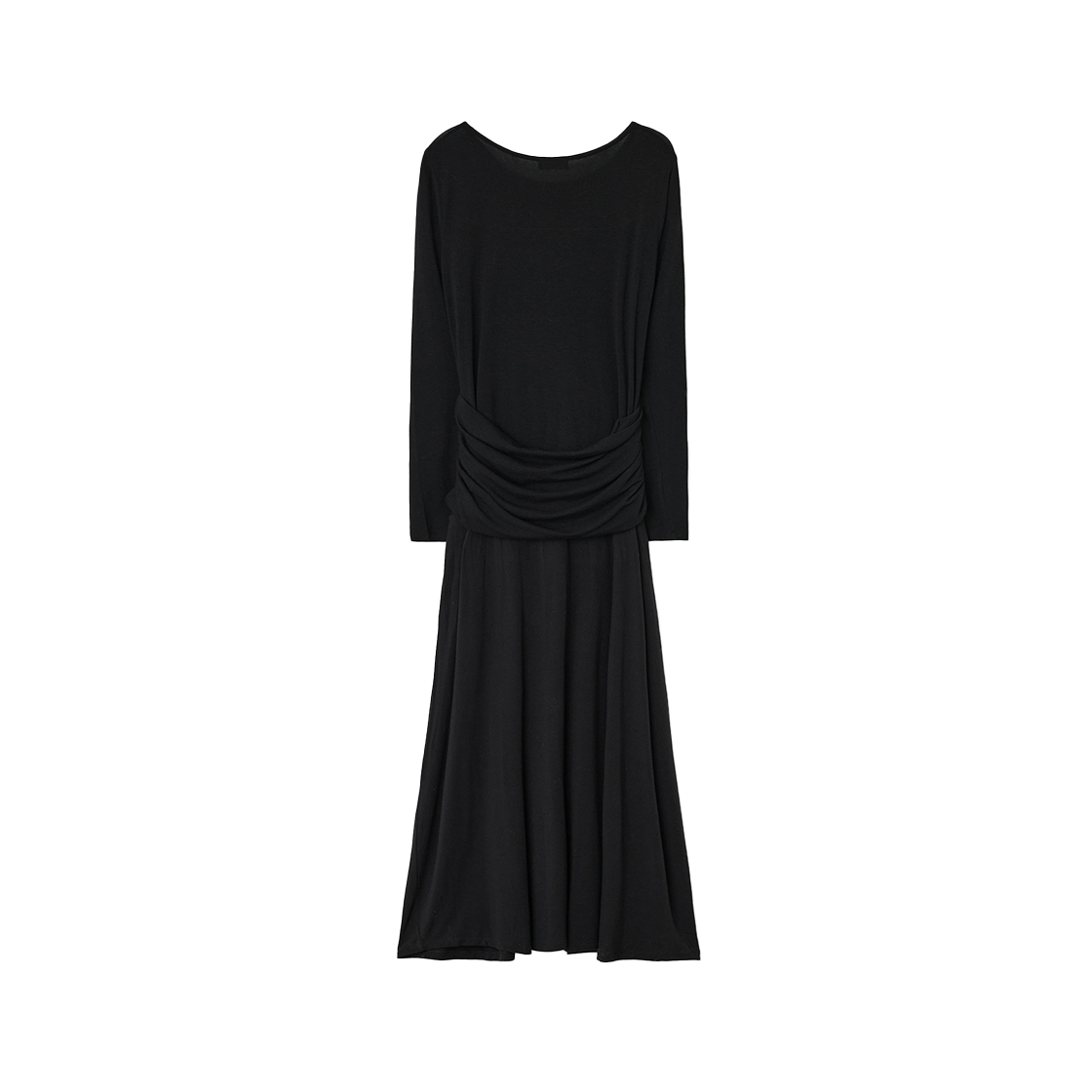 시메트릭 퍼센트 셔링 저지 맥시 드레스 블랙(symmetric percent Shirring Jersey Maxi Dress Black)