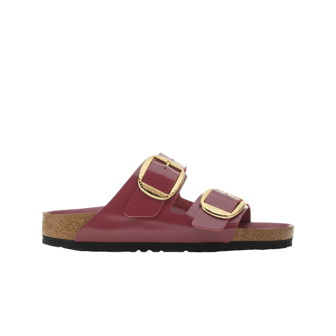1030368 (W) Birkenstock Arizona Big Buckle Natural Leather Patent Zinfandel High Shine - Narrow