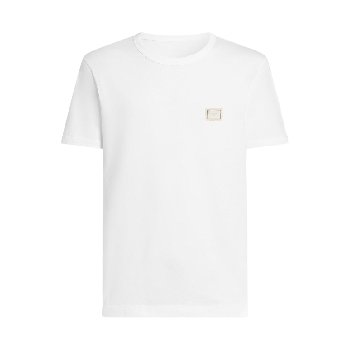 G8PV1TG7Q1QW0800 Dolce & Gabbana Cotton T-Shirt with Logo Plate White