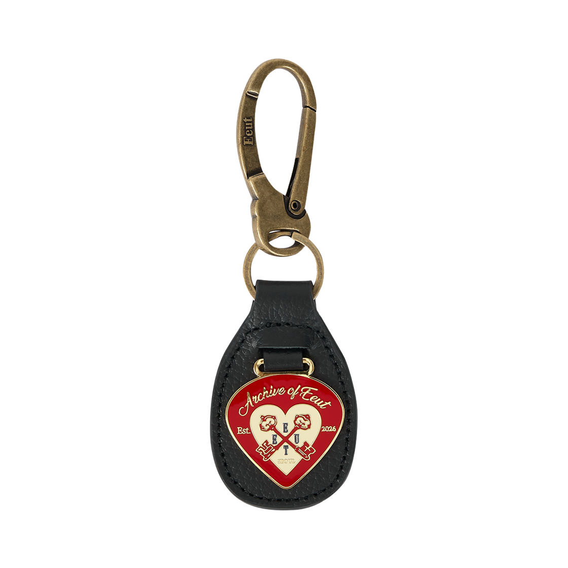 EEA3AC02BK EEUT Vintage Leather Patch Keyring Black