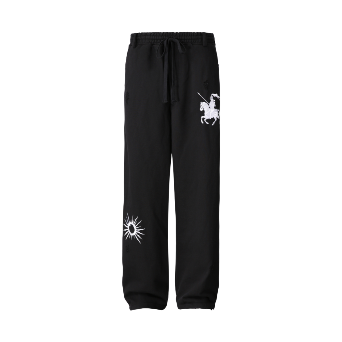 톤얼타이드 아플리케 세미 와이드 스웻팬츠 블랙(Tornortied Appliqué Semi-Wide Sweatpants Black)