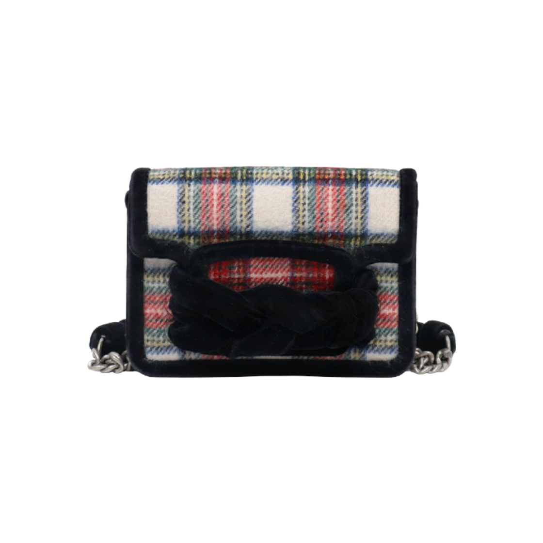 IT8RCOSQWSN8 Miu Miu Tartan Check Chain Shoulder Bag
