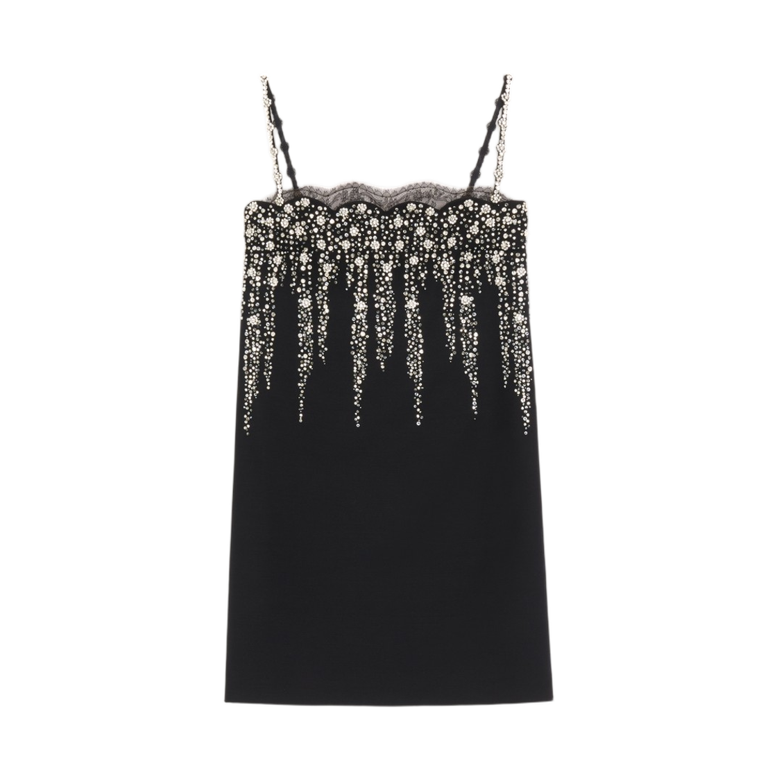 BVAH881CFNUD (W) Valentino Embroidered Crepe Couture Short Dress Black