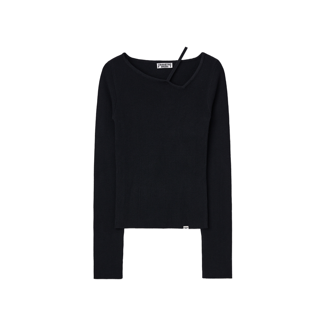 SW2E4KT01BK symmetric percent Unbalanced Neckline Knit Top Black
