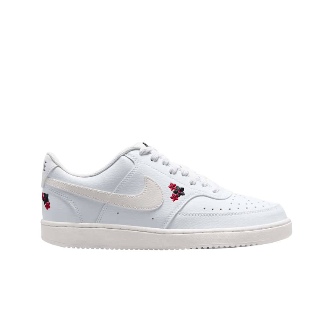 IV5530-100 (W) Nike Court Vision Low SE Stitched Floral Off White Tough Red