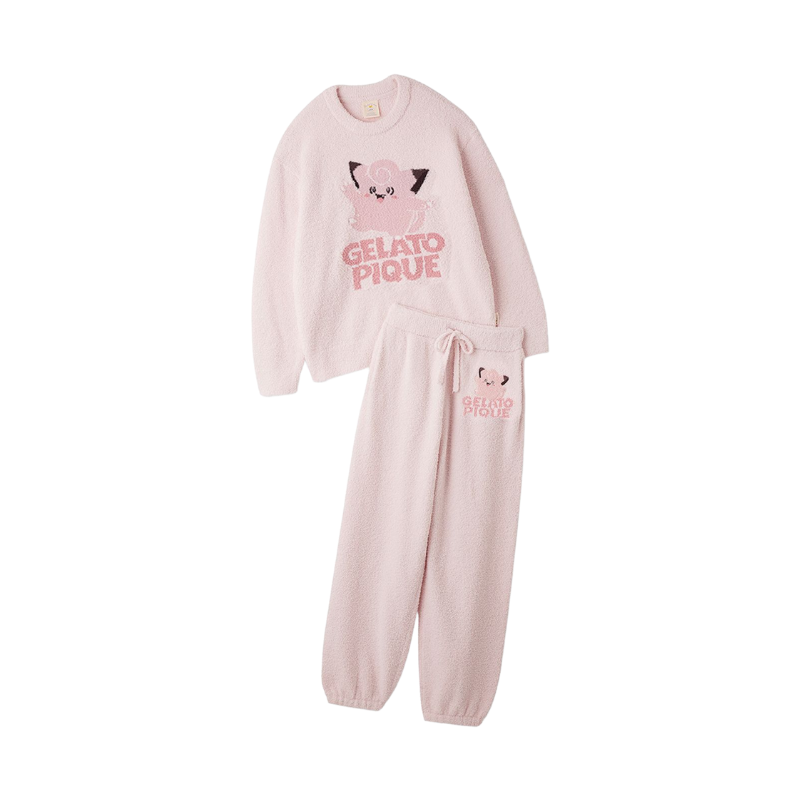 포켓몬 x 젤라또 피케 베이비 모코 자카드 풀오버 롱 팬츠 세트 핑크(Pokemon x Gelato Pique Baby Moco Jacquard Pullover Long Pants Set Pink)