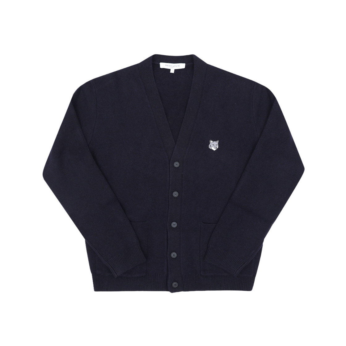 PM00510KT1180 0413 [20% 쿠폰] Maison Kitsune Fox Head Milano Lambswool Cardigan Navy
