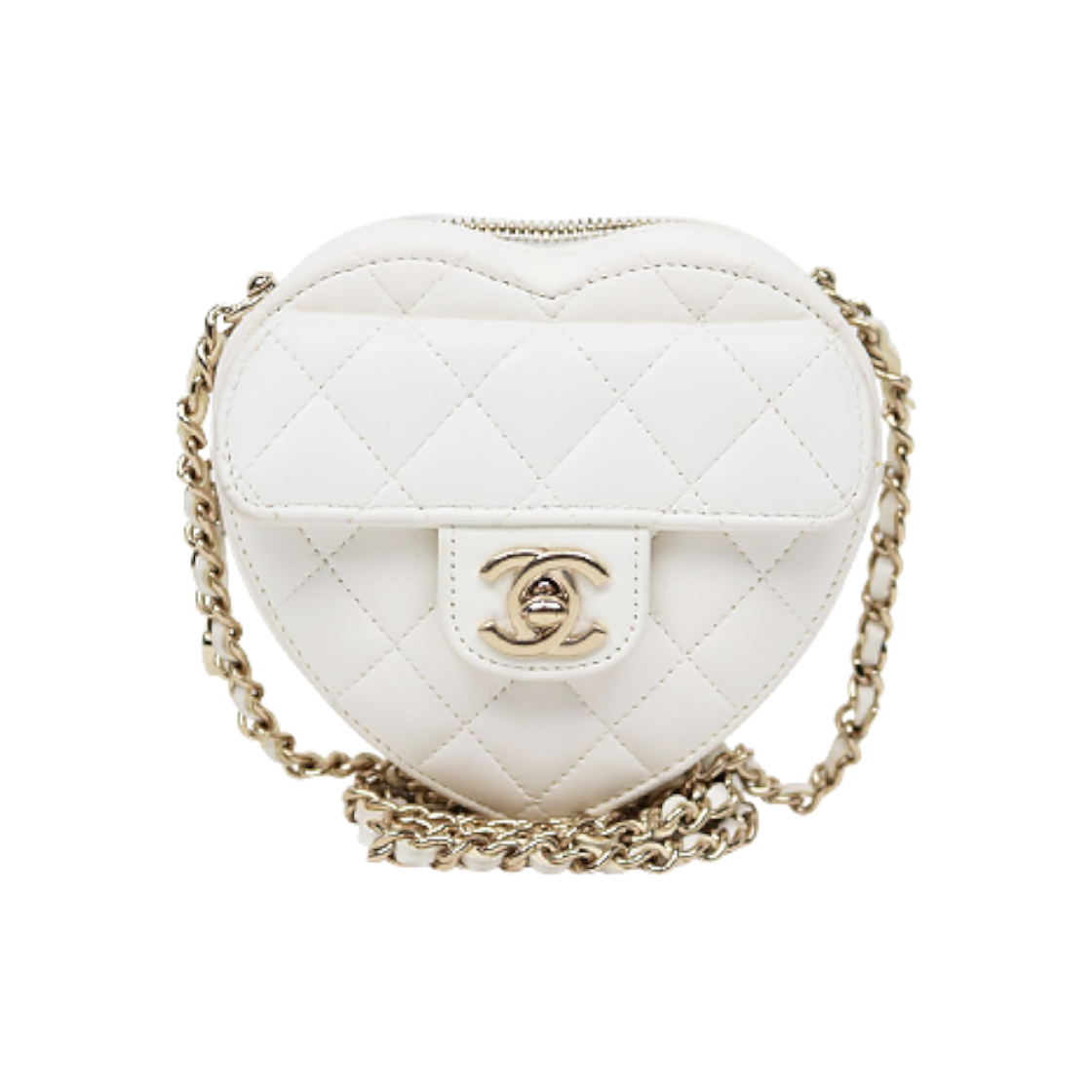 ITIVFGRGL7B6 Chanel White Small Heart Crossbody Bag
